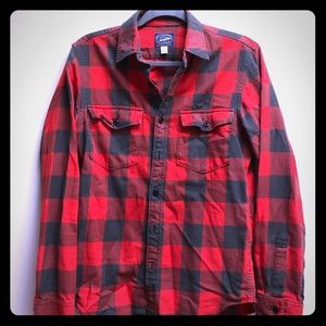 Slim mid weight flannel shirt in buffalo check